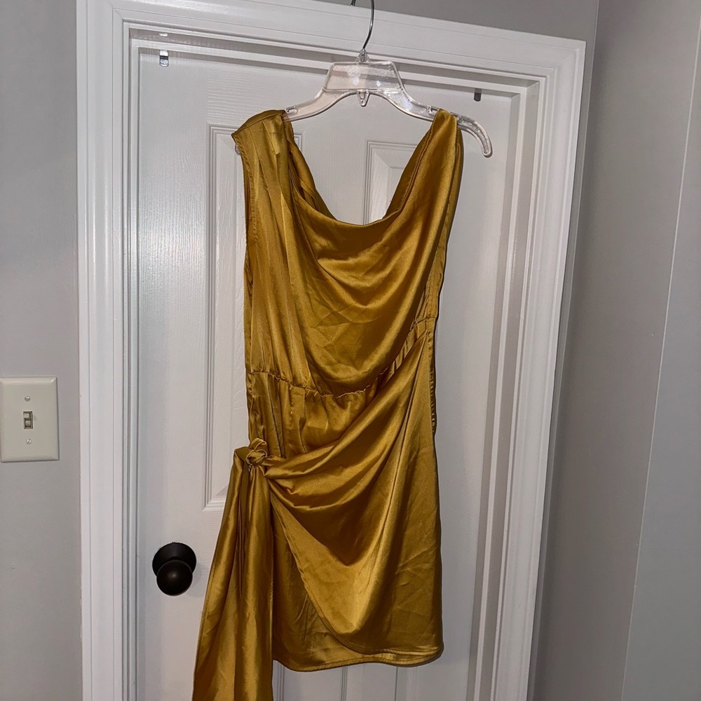 Elegant Gold Draped Dress